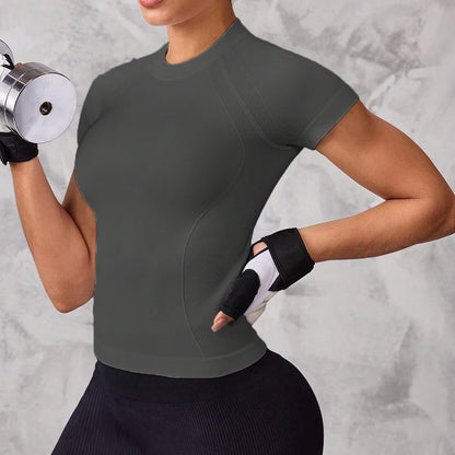 Women's Short-Sleeve Sports Top with Breathable, Quick-Drying Fabric