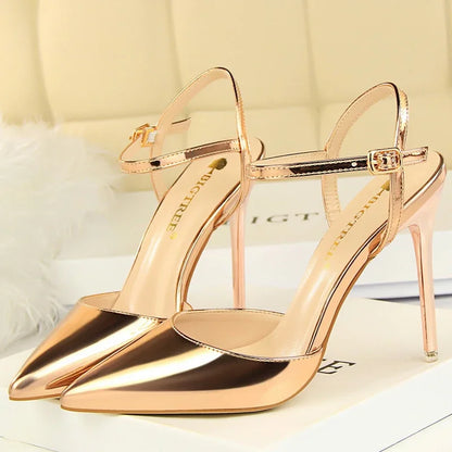 BIGTREE Women's Pointed Toe Buckle Strap Stiletto Heels
