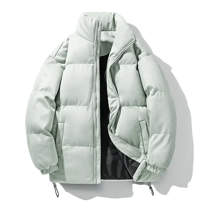 Men's Insulated Down-Filled Parka Jacket with Stand Collar