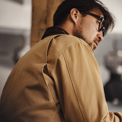 Men's Vintage Style Canvas Jacket with Lapel