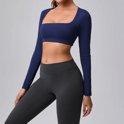 Women's Cut-Out Sport Top, Cropped, Asymmetric Square Neck