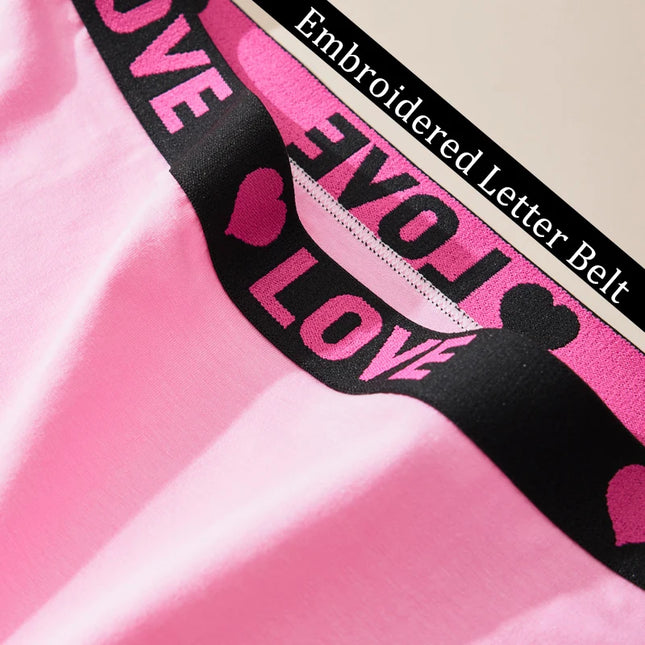 4PCS Plus Size Women's Comfort Cotton Boxer Briefs with Love Heart Print