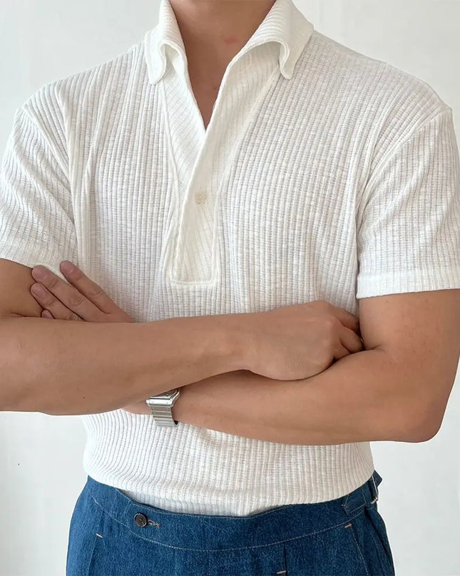 Men's Breathable Polo T-Shirt with Vertical Thread Design