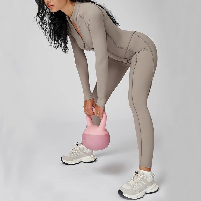 Women's Fitness Jumpsuit with Zipper - Activewear Bodysuit for Workout & Gym