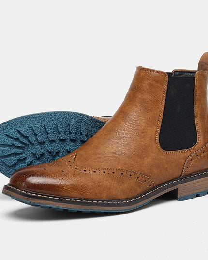 Men's Faux Leather Ankle Boots with Retro Style