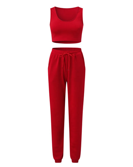 Women's Three-Piece Sweatshirt, Crop Top, and Drawstring Pants Set