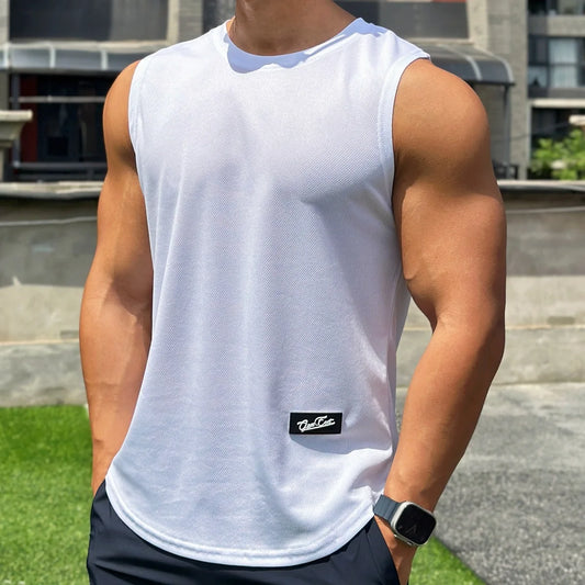Men's Round Neck Vest with Mesh Bottom - Various Colors