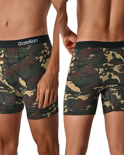 5-Piece Set of Mid-Length Camo Cotton Boxer Briefs for Men