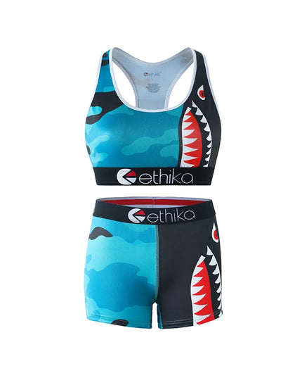 ETHIKA Women's Two-Piece Vest Shorts Swimsuit with Sweat-Absorbing and Quick-Drying Fabric