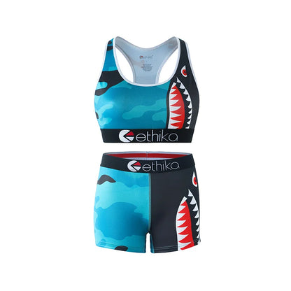 ETHIKA Women's Two-Piece Vest Shorts Swimsuit with Sweat-Absorbing and Quick-Drying Fabric