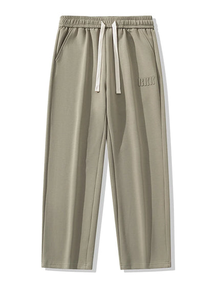 Men's Cotton Wide Leg Sweatpants with Drawstring & Letter Print – Comfortable Straight Fit Joggers