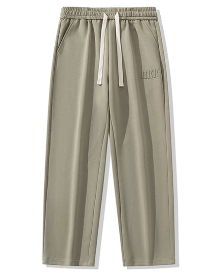 Men's Cotton Wide Leg Sweatpants with Drawstring & Letter Print