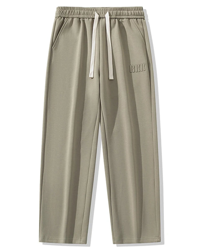Men's Cotton Wide Leg Sweatpants with Drawstring & Letter Print