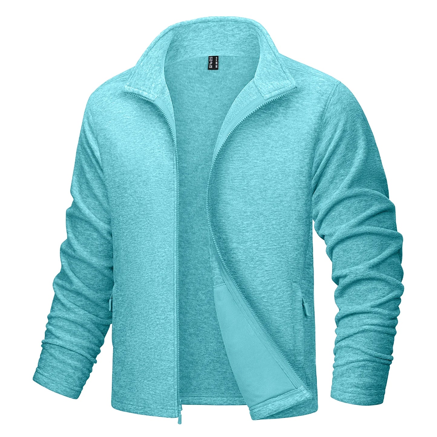 MAGCOMSEN Men's Lightweight Fleece Jacket with Full Zip and Stand Collar