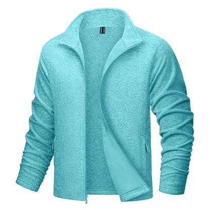 MAGCOMSEN Men's Lightweight Fleece Jacket with Full Zip and Stand Collar