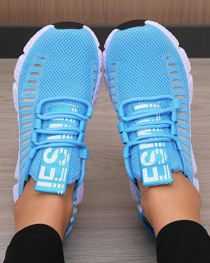 Regenerate Delete Women's Breathable Knitted Mesh Sneakers - Lightweight Lace up Shoes