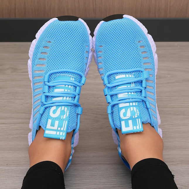 Regenerate Delete Women's Breathable Knitted Mesh Sneakers - Lightweight Lace up Shoes
