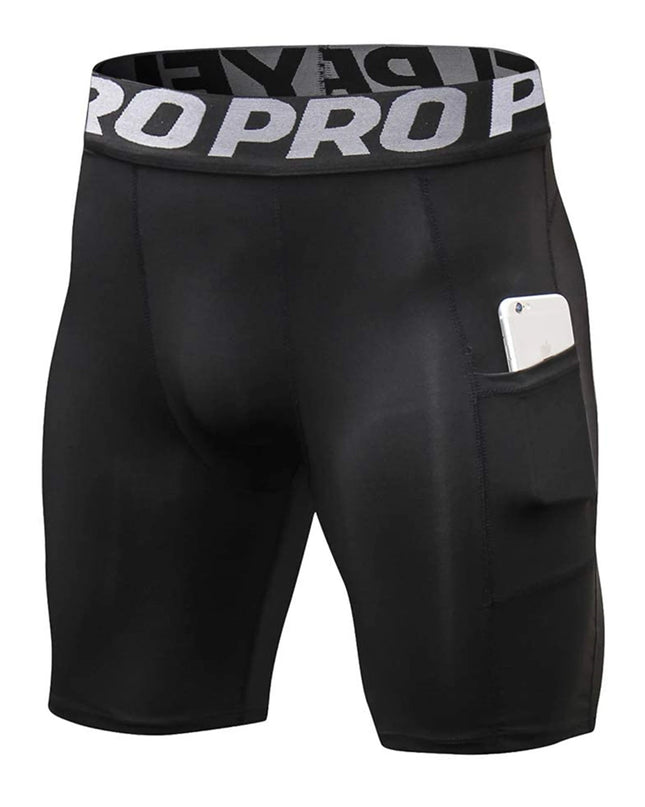 Men's Workout Compression Shorts with Side Pocket