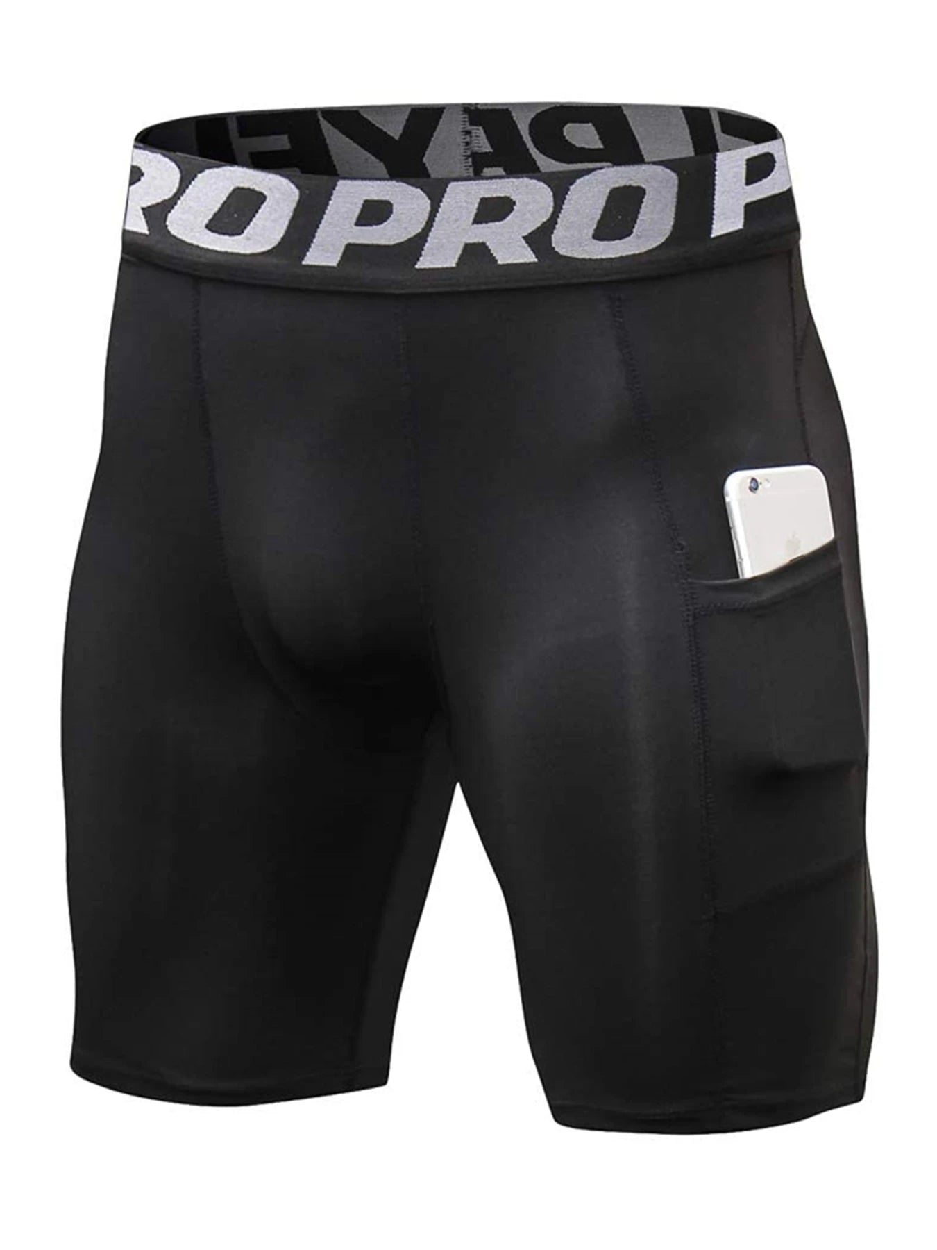 Men's Workout Compression Shorts with Side Pocket