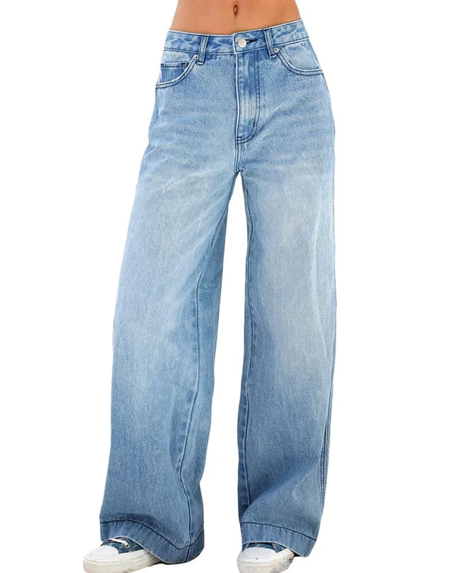 Women's High-Waisted Wide Leg Denim Jeans - Relaxed Fit