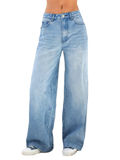 Women's High-Waisted Wide Leg Denim Jeans - Relaxed Fit