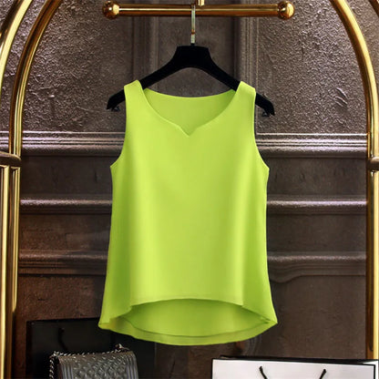 Sleeveless Chiffon V-Neck Blouse for Women
