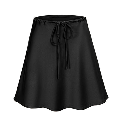 Satin Mini Skirt for Women - Silk Short Skirt with Drawstring & High Waist