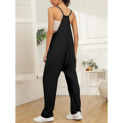 Women's Loose Fit Wide Leg Jumpsuit with Pockets