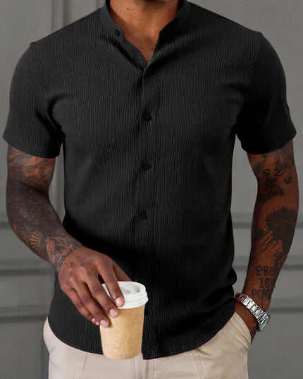 Men's Breathable Short Sleeve Stand Collar Shirt