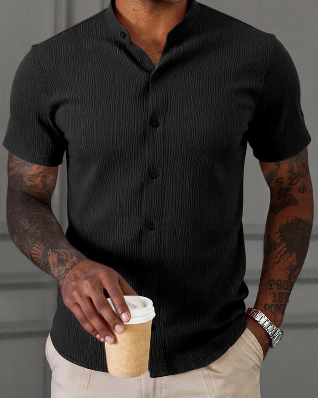 Men's Breathable Short Sleeve Stand Collar Shirt