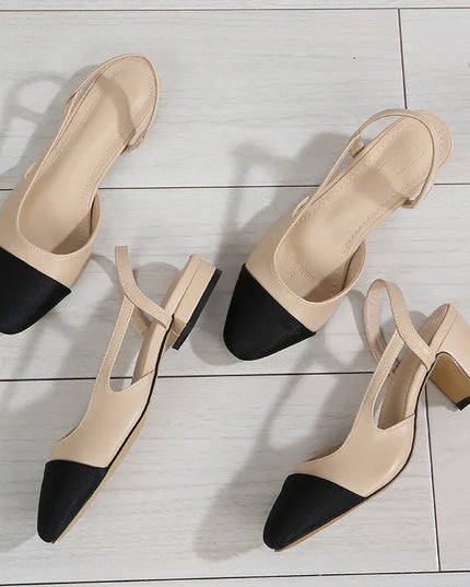 Women's Pointed Toe Sandals with Low Square Heels