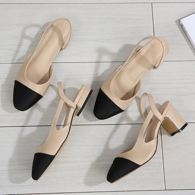 Women's Pointed Toe Sandals with Low Square Heels