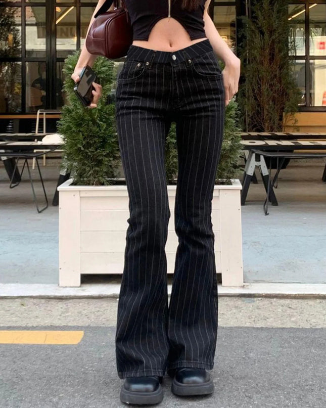 Women's Low Rise Bootcut Striped Flare Pants