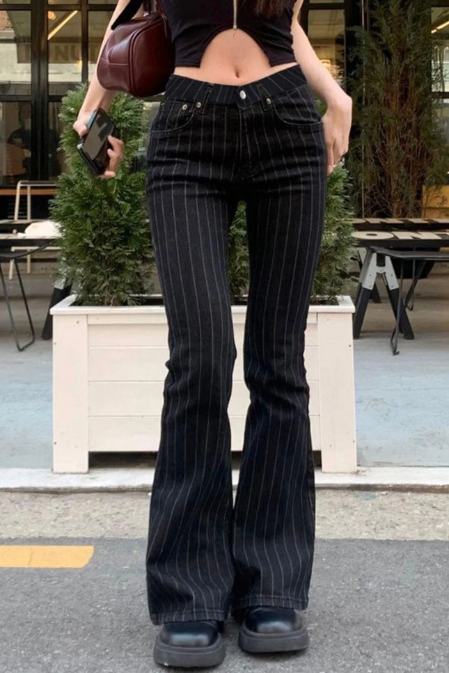Women's Low Rise Bootcut Striped Flare Pants