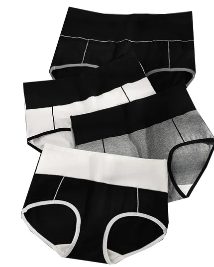Set of 4 High-Waist Cotton Women's Underwear Briefs