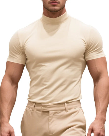 Men's Quick-Dry Half High Collar Short Sleeve Breathable Slim T-Shirt