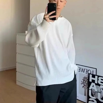 Loose Long-Sleeved Ribbed Drape Men's Sweater