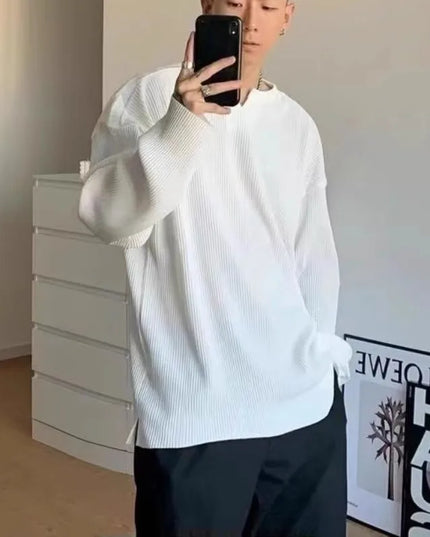 Loose Long-Sleeved Ribbed Drape Men's Sweater