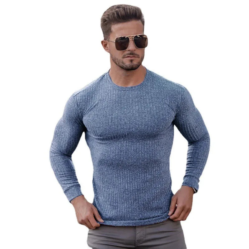 Men's Slim Fit Knitted Sweater - Breathable, Casual, Elastic, Stretch Fabric