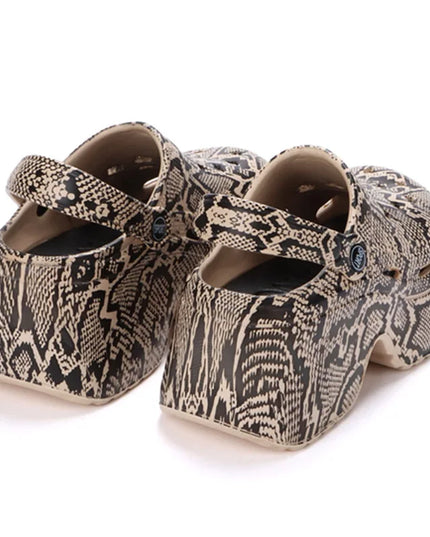 Leopard Print Chunky Platform  for Women – Closed Toe Sandals with Thick Sole