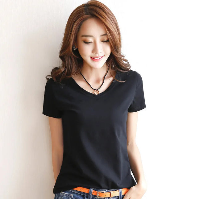 Women's Slim Fit Round and V Neck T-Shirt