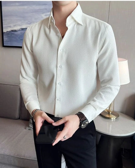 Men's Slim Fit Casual Long Sleeve Polo Shirt - Wrinkle-Resistant