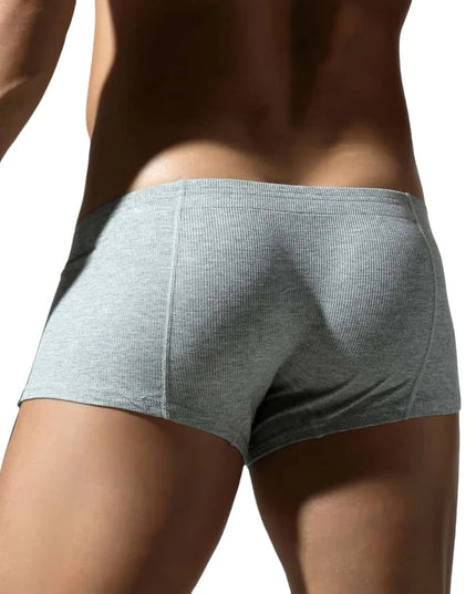 Men's Low-Waist Convex Pouch Boxer Briefs with Button Fly