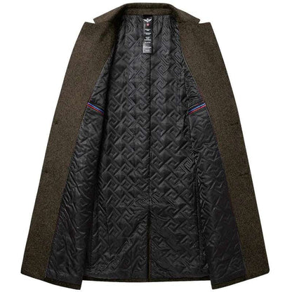 Men's Long Wool Blend Trench Coat - Various Colors