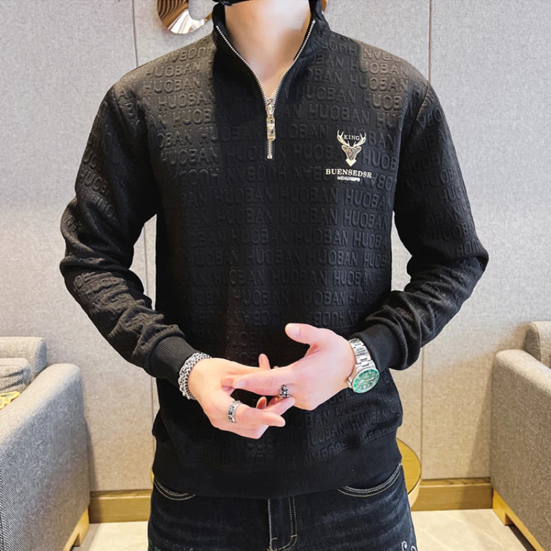 Men's Half-Zip Sweatshirt - Long Sleeve Casual Pullover for Men
