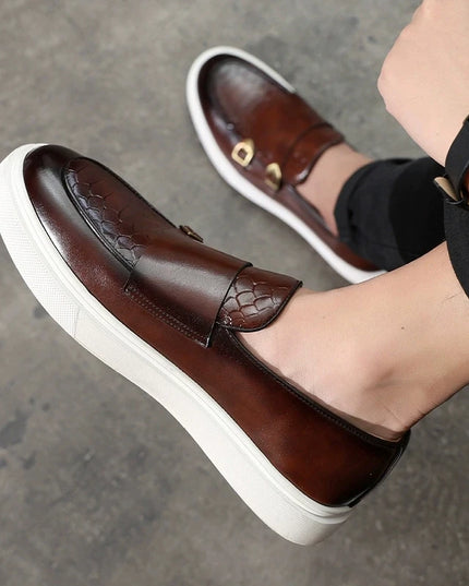 Men's Casual Faux Leather Loafers - Slip-On Dress Shoes for Men