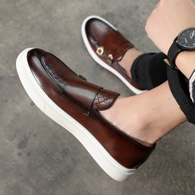 Men's Casual Faux Leather Loafers - Slip-On Dress Shoes for Men
