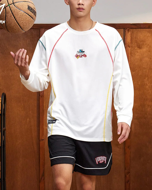 Veidoorn Men's Breathable Long Sleeve Athletic Sweater - Loose Fit, Comfortable Men's Sportswear