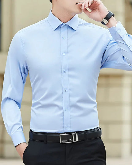 Men's Classic Slim Fit Long Sleeve White Shirt