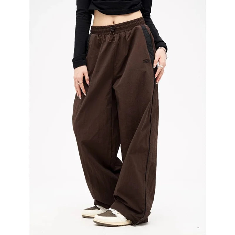 Women's Retro Loose-Fit Drawstring Casual Joggers - Wide Leg Fit